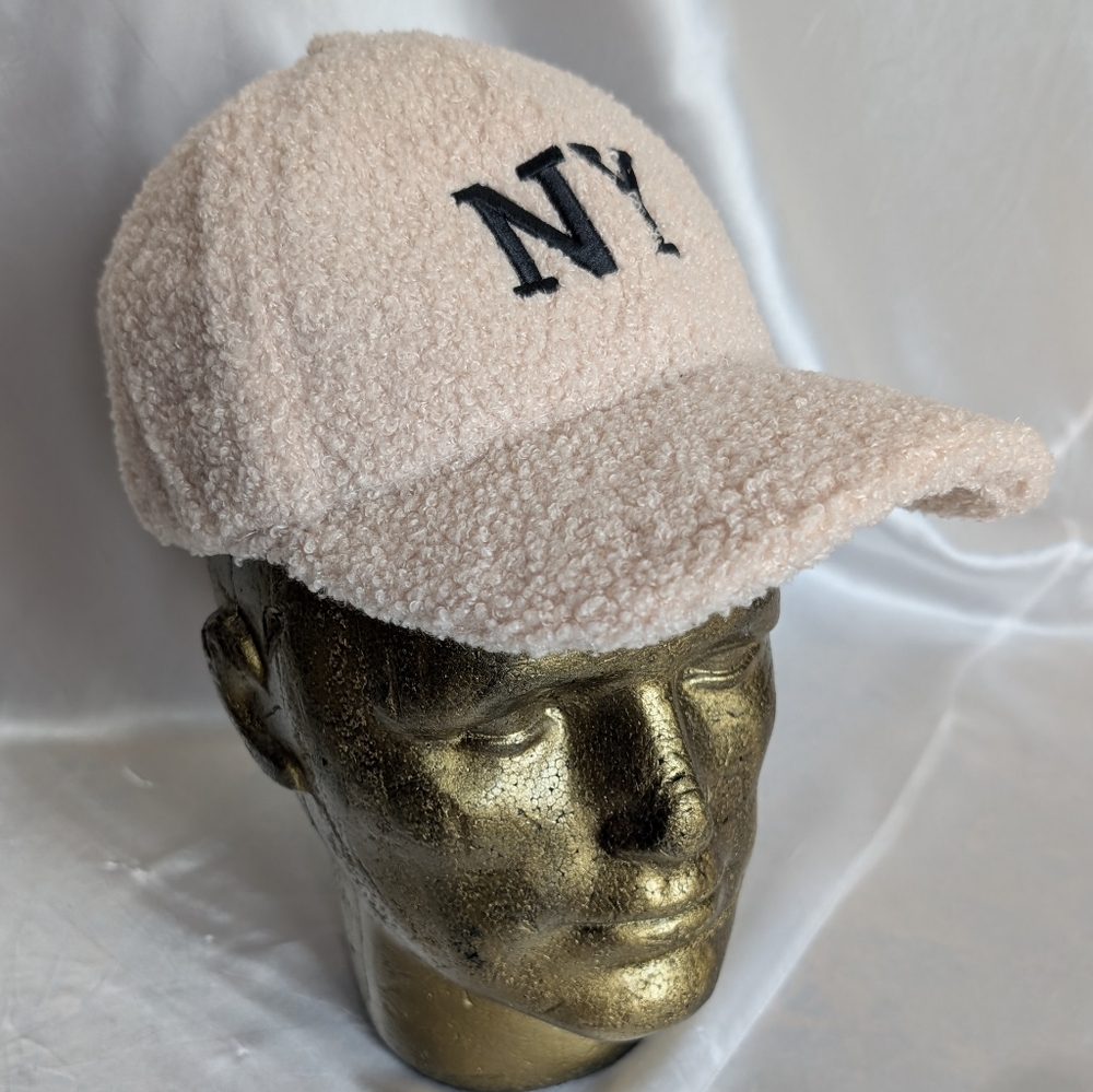 New York NY Teddy Fuzzy Faux Fur Velcro Back Baseball Cap OS UNISEX